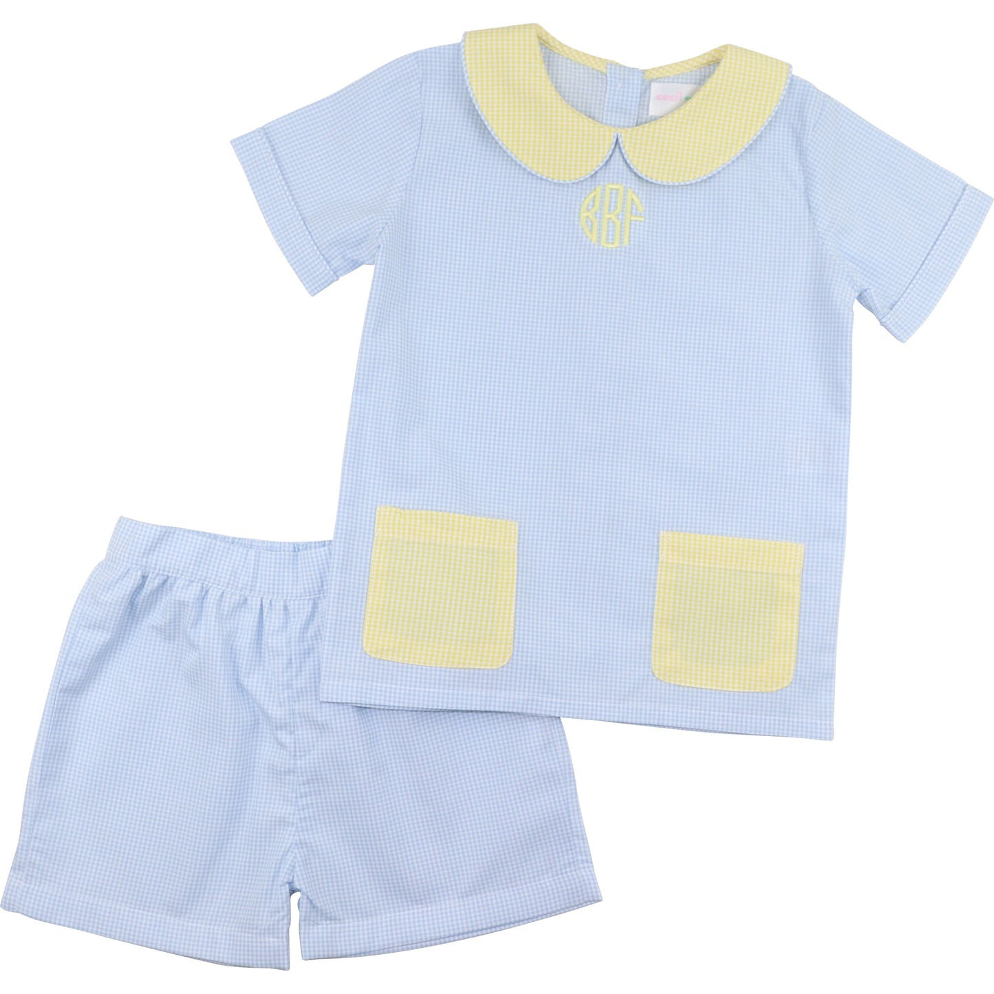 Blue And Yellow Gingham Short Set