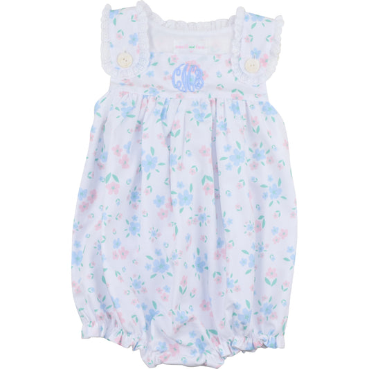 Pink And Blue Floral Eyelet Bubble