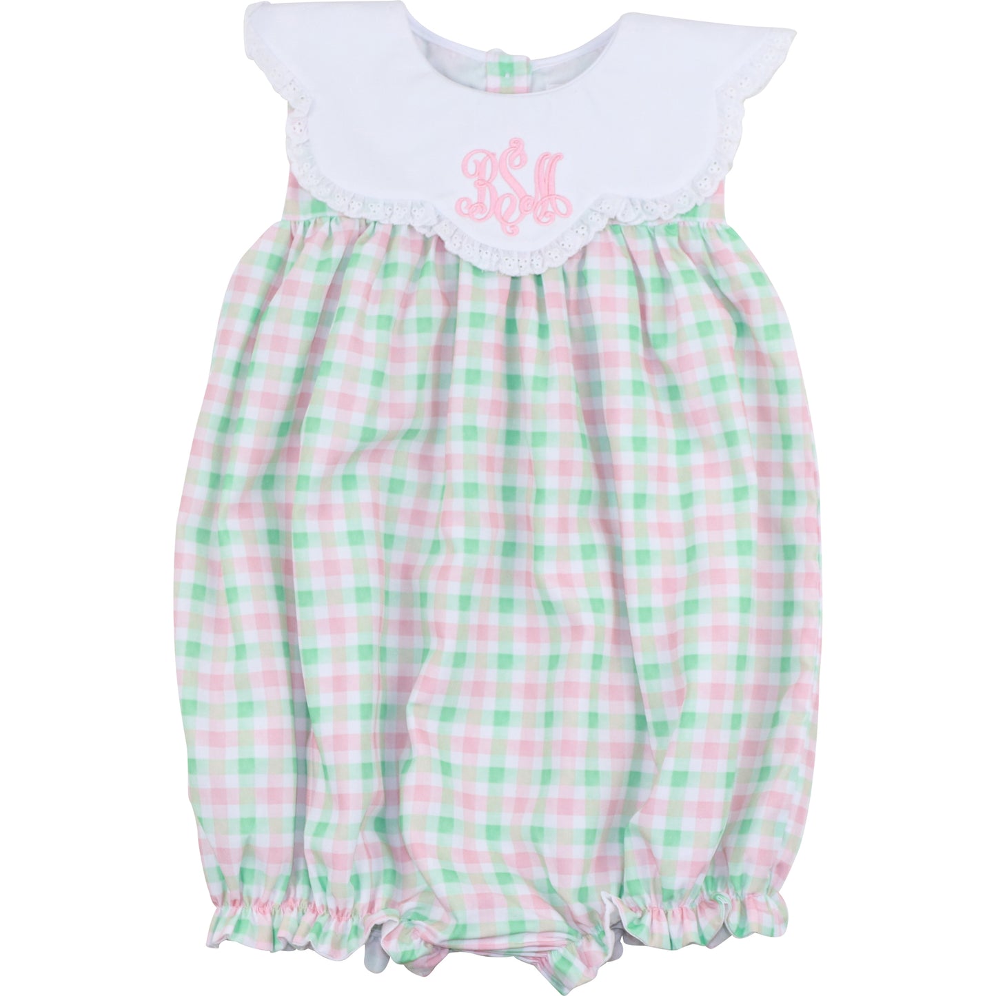 Pink And Green Check Scalloped Collar Bubble