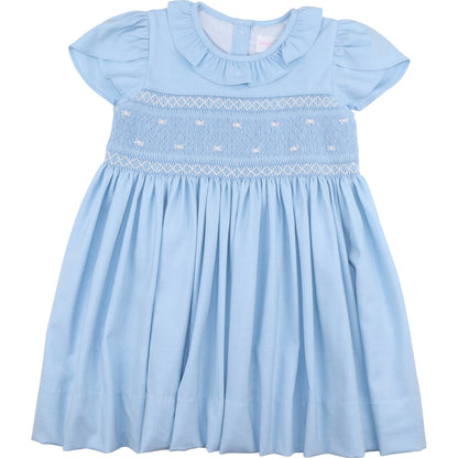 Blue Geometric Smocked Dress