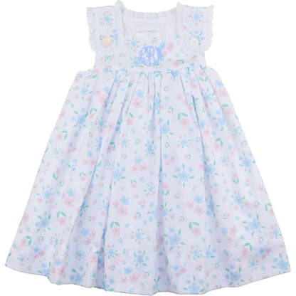 Pink And Blue Floral Eyelet Dress