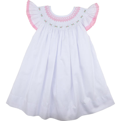 Pink Smocked Rosebud Eyelet Dress