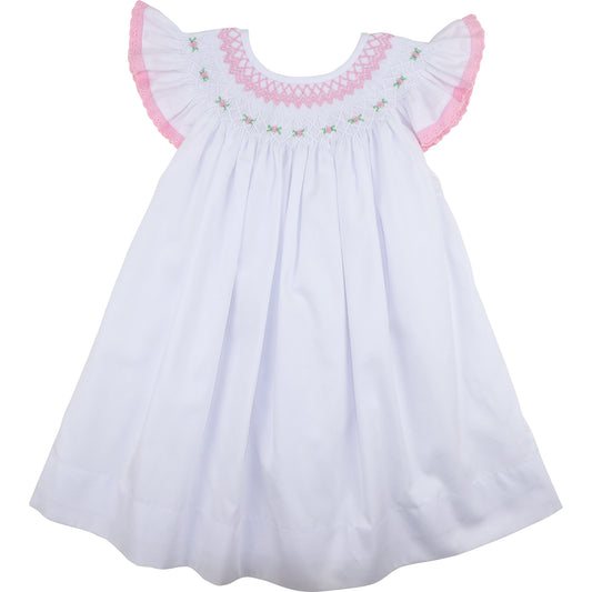 Pink Smocked Rosebud Eyelet Dress