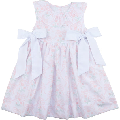 Pink And White Flower And Bow Dress