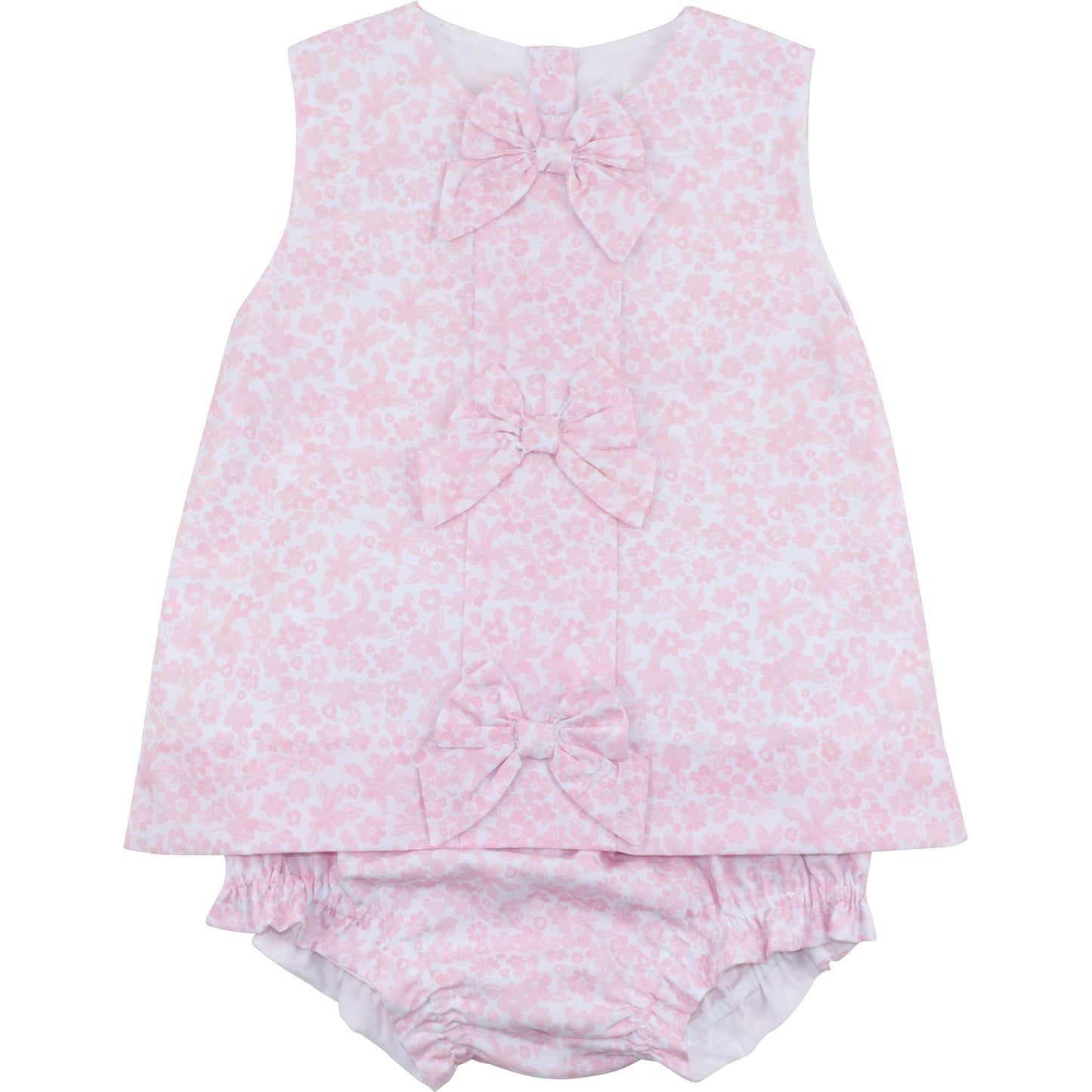 Pink Floral Bow Diaper Set