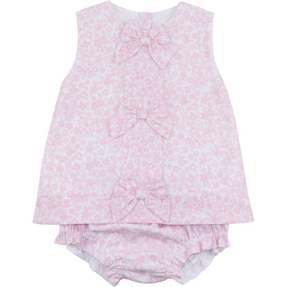 Pink Floral Bow Diaper Set