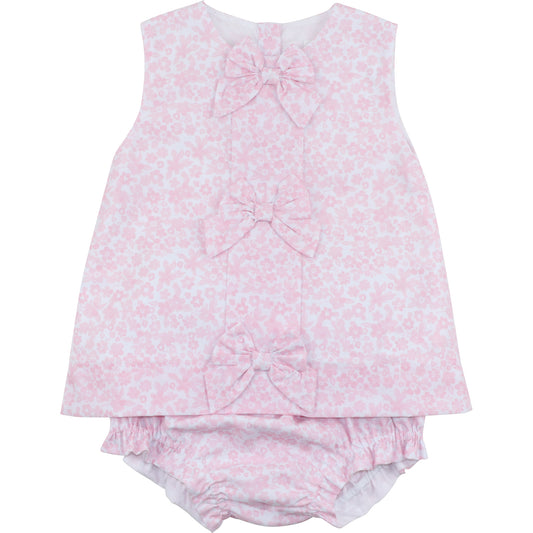 Pink Floral Bow Diaper Set