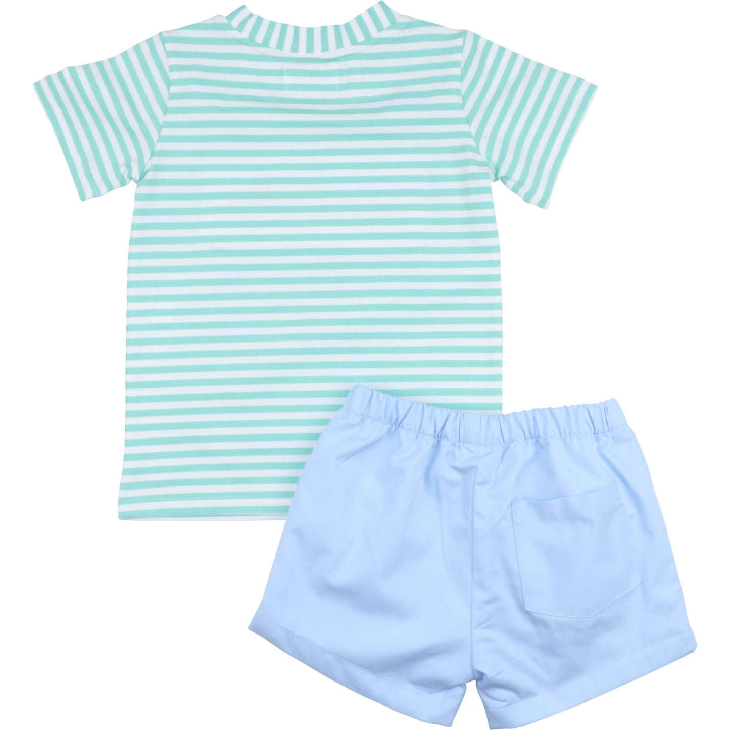 Mint Striped Smocked Cars Short Set