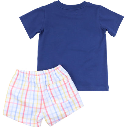 Multicolored Windowpane Pocket Short Set