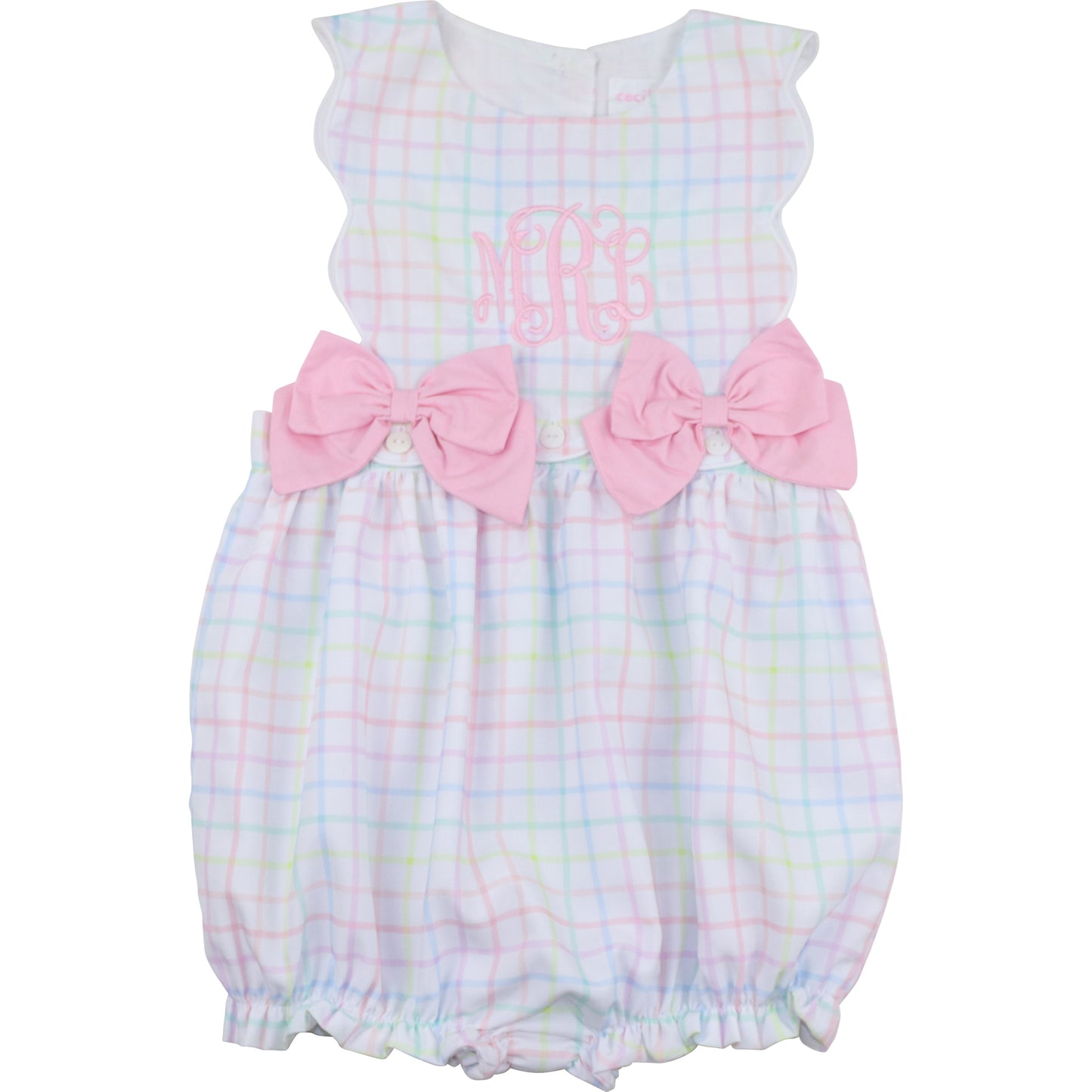 Pastel Windowpane Scalloped Bow Bubble