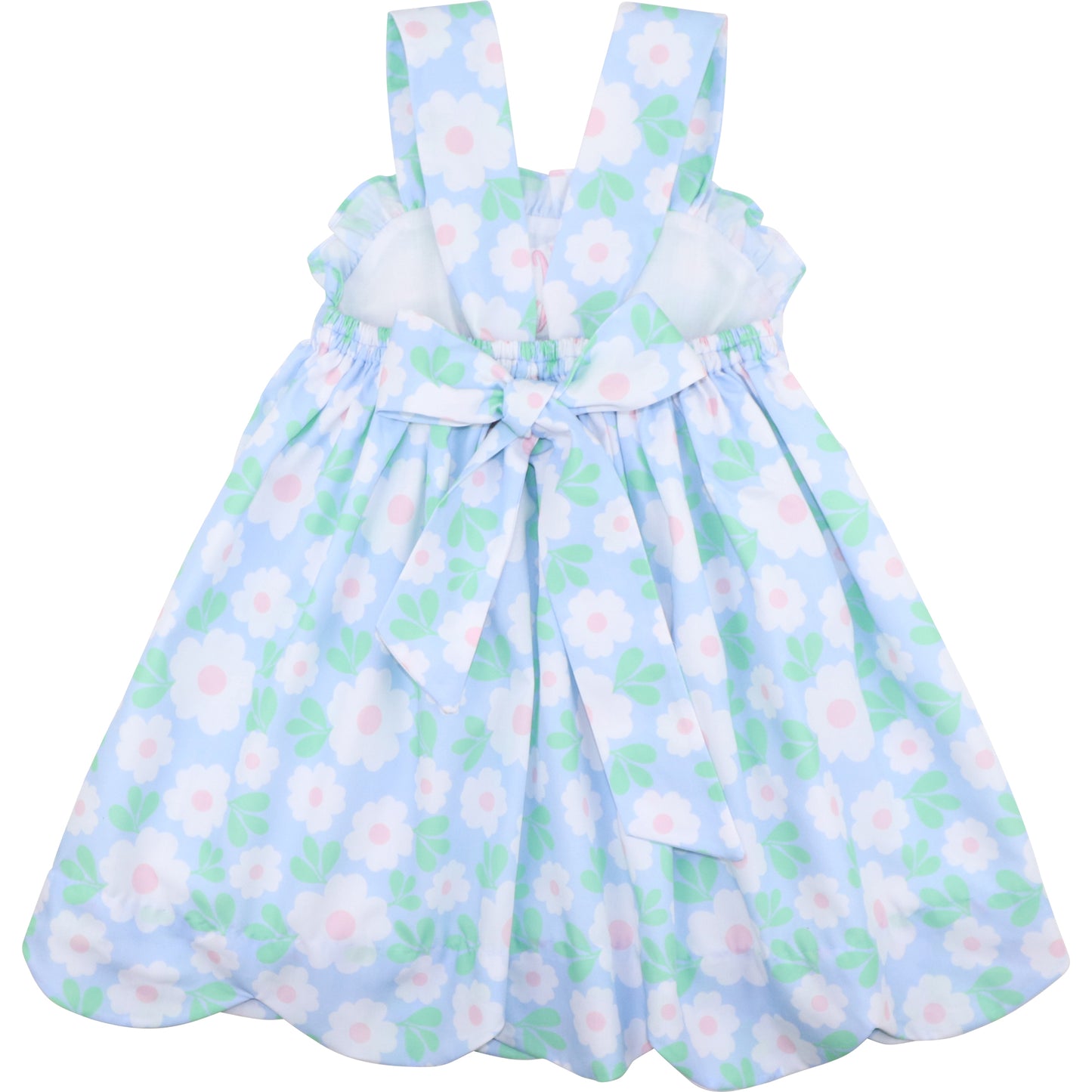 Blue And White Daisy Bow Dress