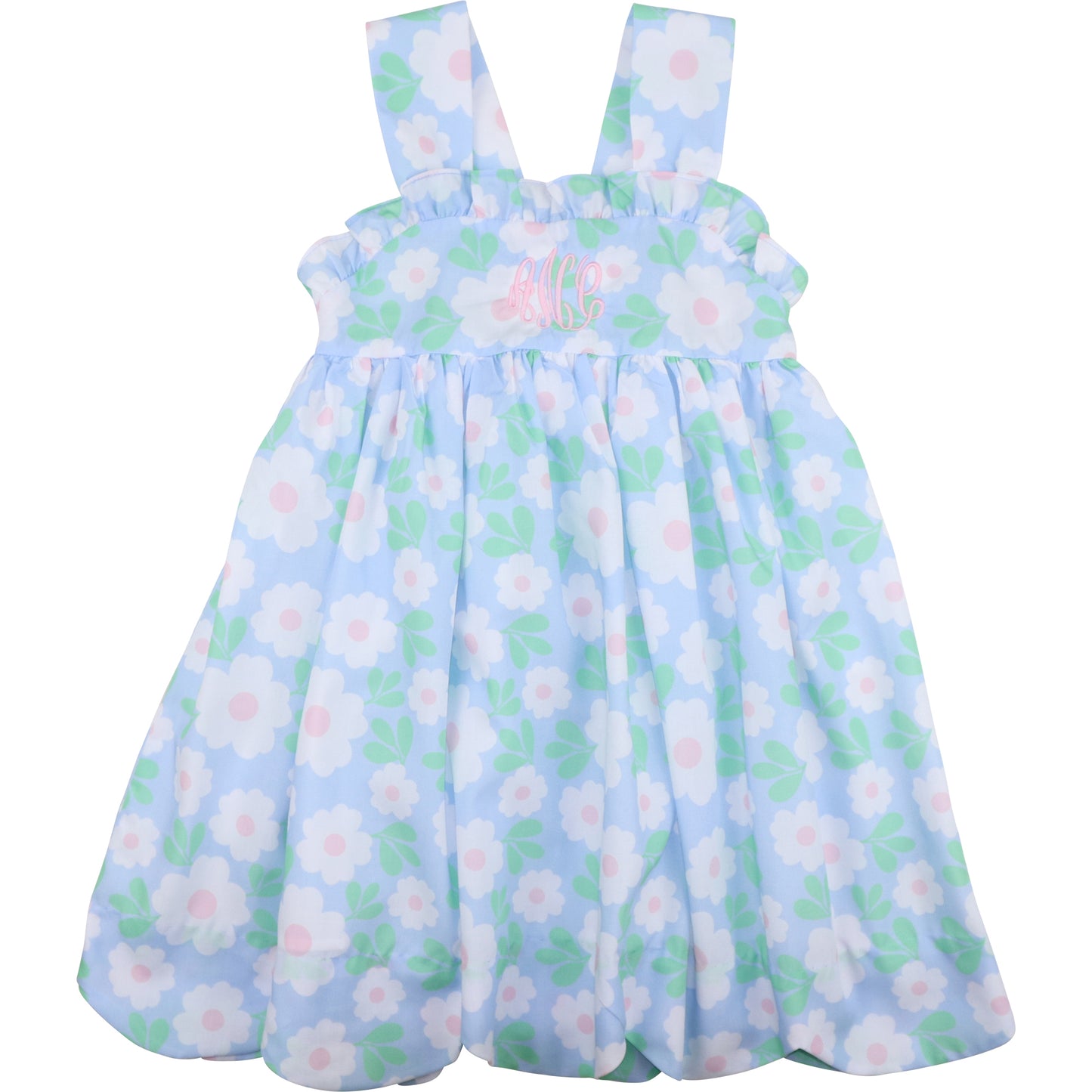 Blue And White Daisy Bow Dress