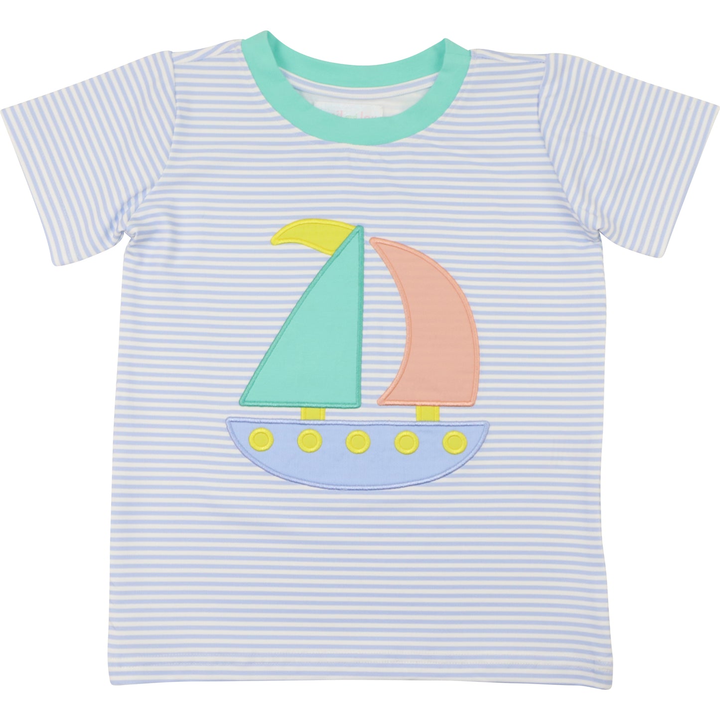 Blue Stripe Knit Applique Sailboat Shirt