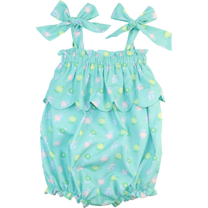 Mint Floral Print Scalloped Bubble