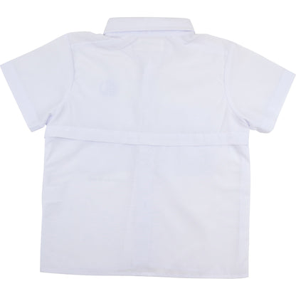 White Fishing Shirt With Velcro Pockets And Mesh Lining