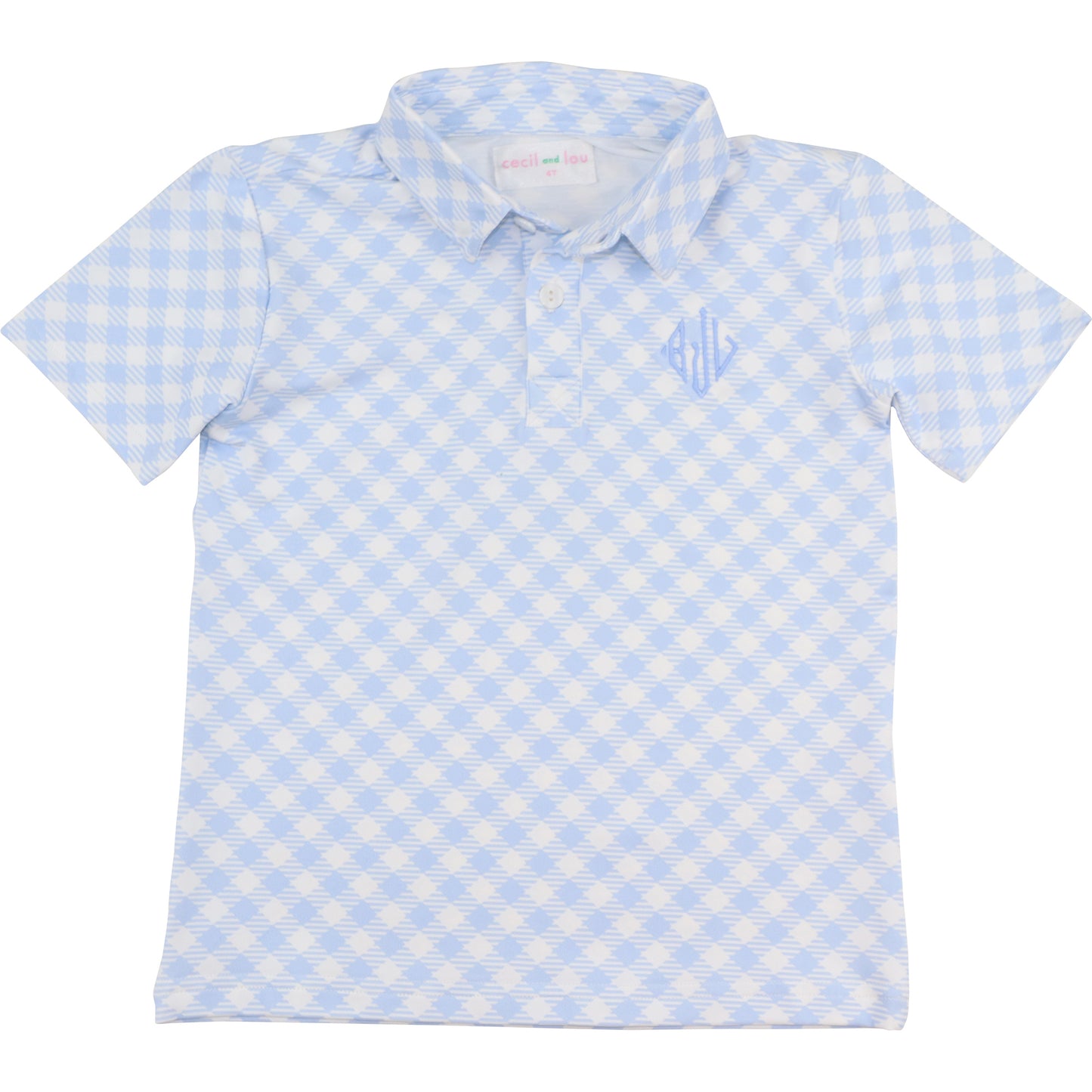 Blue Check Knit Polo Shirt