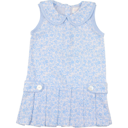 Blue Floral Lycra Tennis Dress