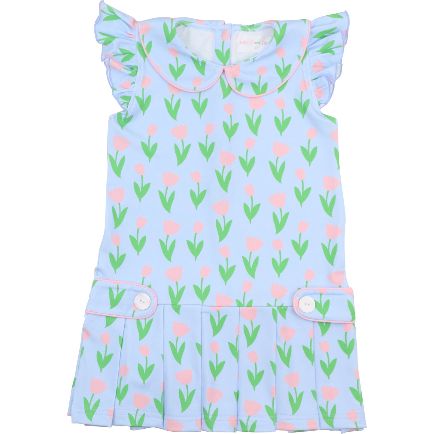 Blue And Pink Tulip Lycra Tennis Dress