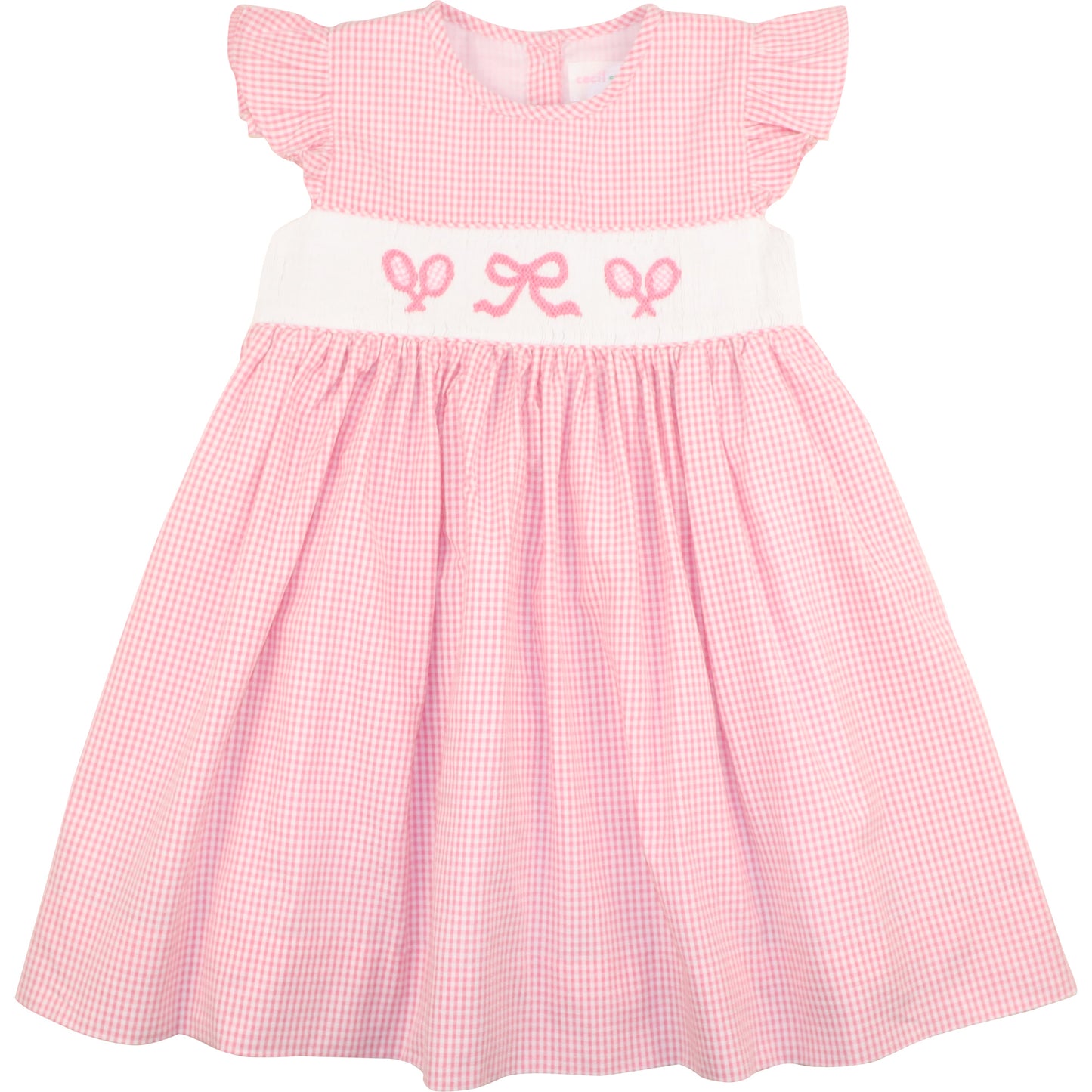 Pink Seersucker Smocked Tennis Dress