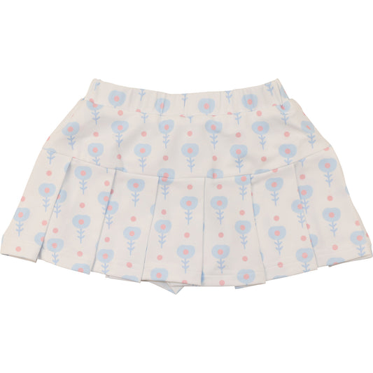 Blue And Pink Floral Lycra Tennis Skirt