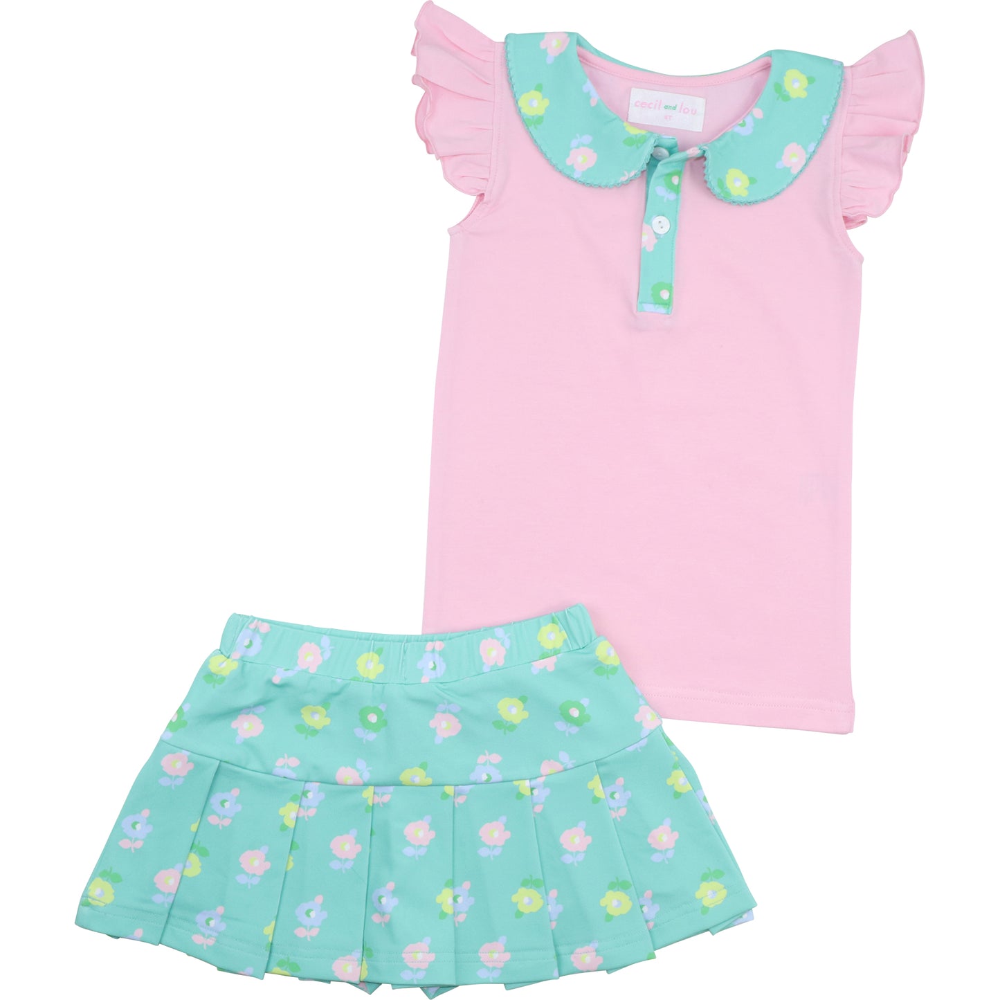 Pink And Green Floral Tennis Set