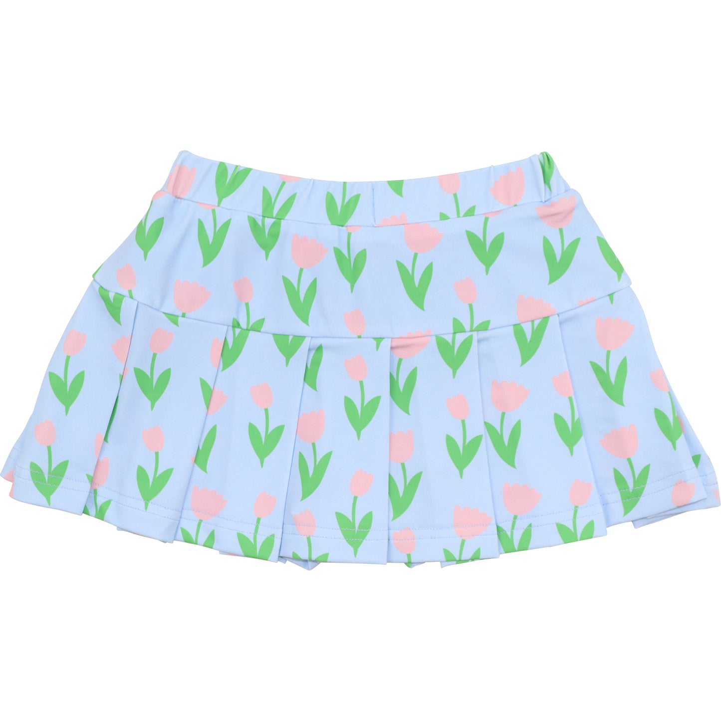 Blue And Pink Tulip Lycra Tennis Skirt