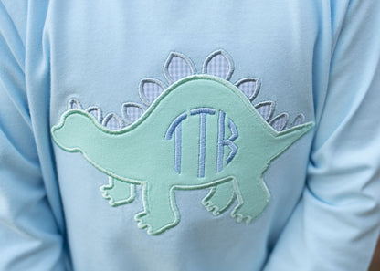 Blue And Green Knit Dinosaur Shirt