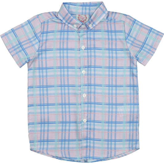 Plaid Short Sleeved Button Down Shirt