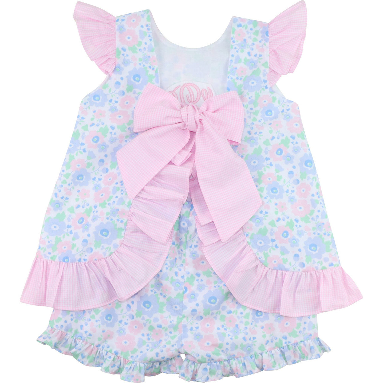 Pink Floral Print Tie Back Bow Short Set