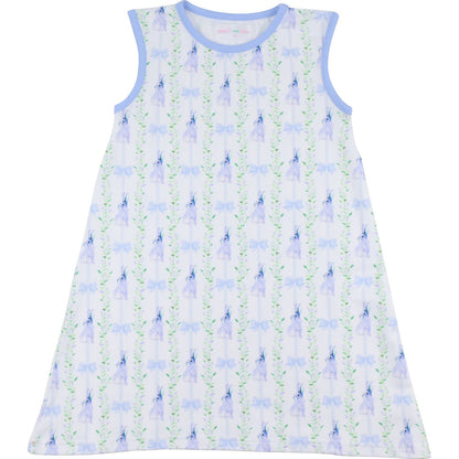 Blue Bunny And Bow Knit Play Dress