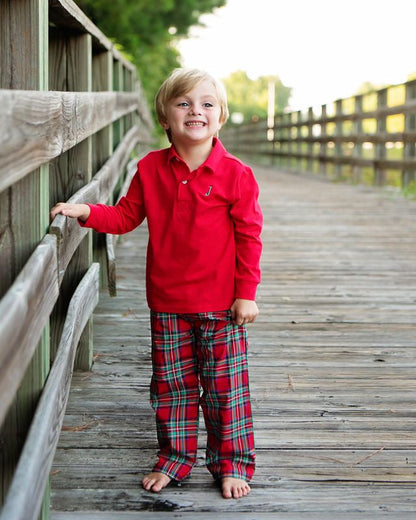 Red And Green Plaid Polo Pant Set