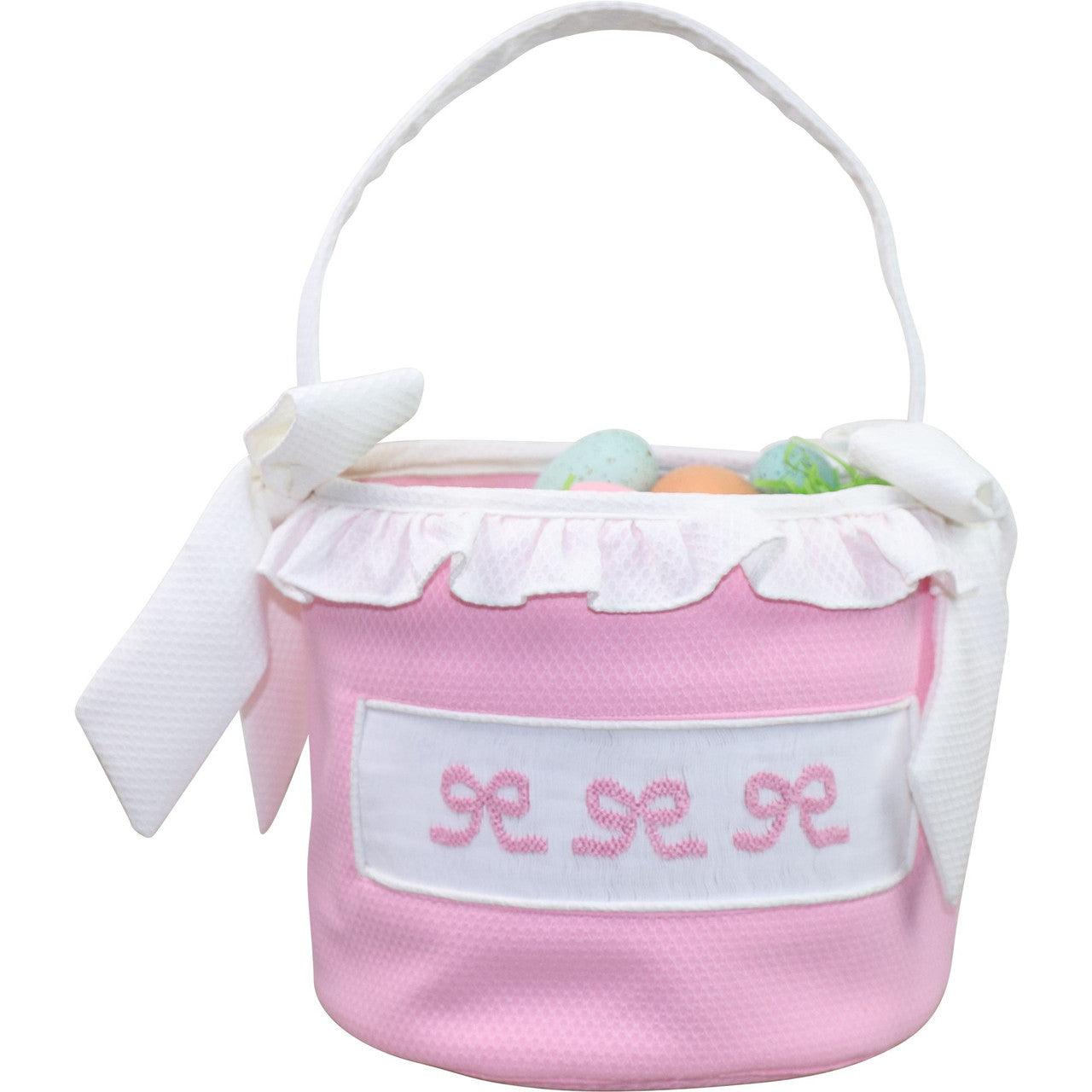 Pink Smocked Bow Easter Basket