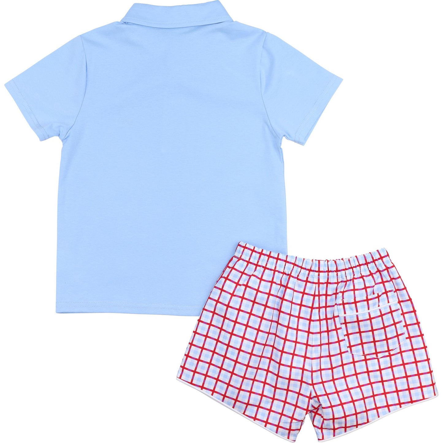 Red And Blue Crab Polo Short Set