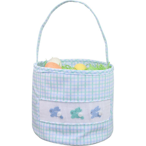 Green And Blue Smocked Bunnies Easter Basket