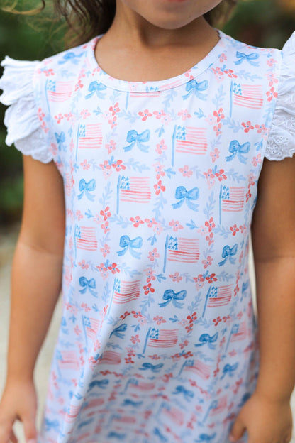 Flag And Bow Print Knit Dress