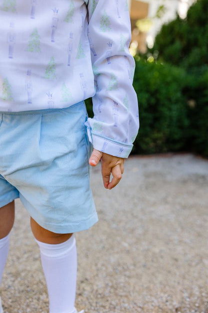 Green And Blue Nutcracker And Christmas Tree Corduroy Short Set