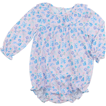 Pink And Blue Posey Print Knit Bubble