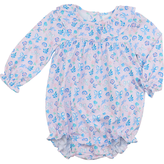 Pink And Blue Posey Print Knit Bubble