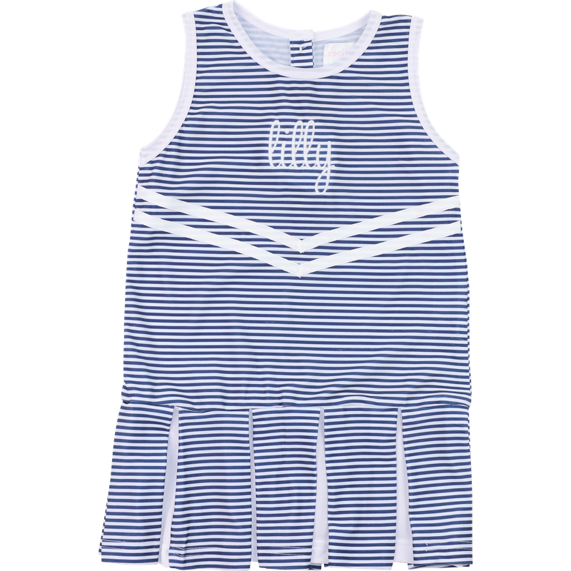 Navy Striped Lycra Tennis/Cheer Dress