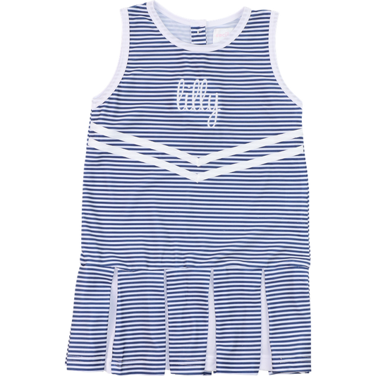 Navy Striped Lycra Tennis/Cheer Dress