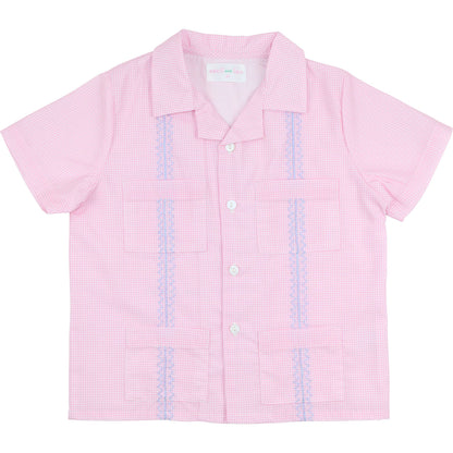 Pink And Blue Guayabera