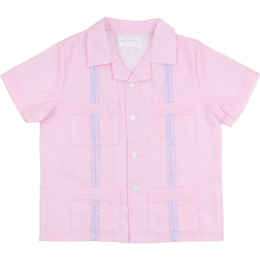 Pink And Blue Guayabera