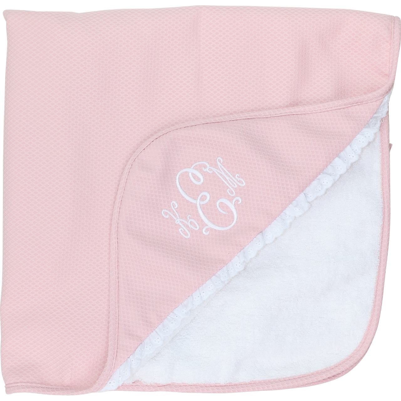 Pink Honeycomb Eyelet Hooded Towel