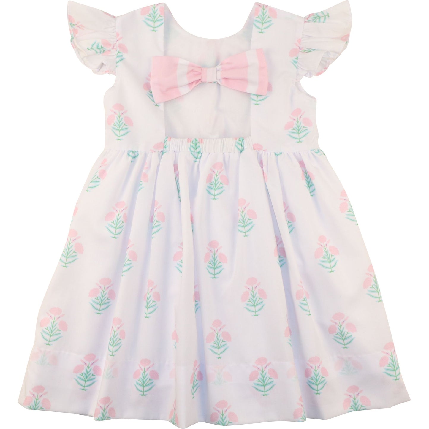 Pink And Green Floral Bow Dress