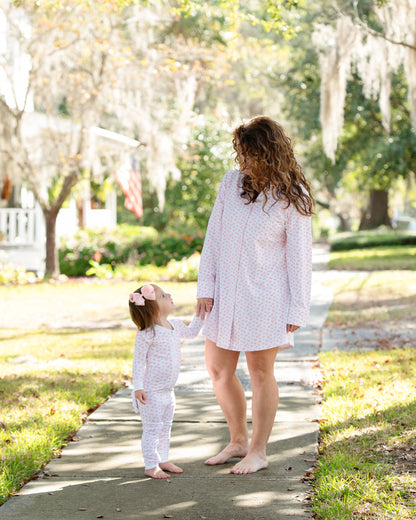 Women's Pink Heart Print Knit Tunic