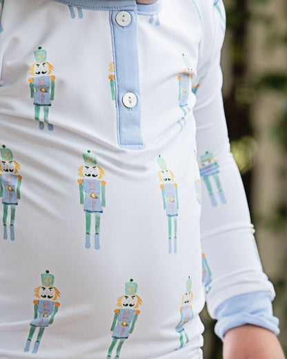 Blue And Green Toy Soldier Knit Pajamas