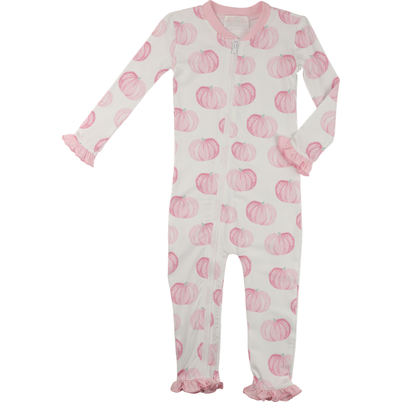 Pink Pumpkin Knit Zipper Pajamas