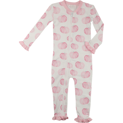 Pink Pumpkin Knit Zipper Pajamas