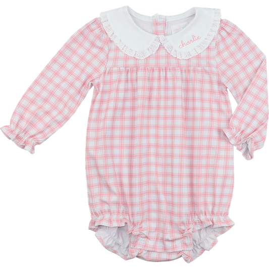 Pink And White Plaid Knit Bubble