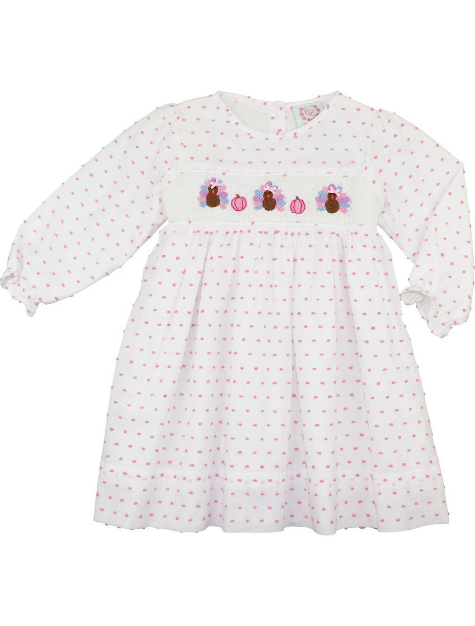 Pink Swiss Dot Smocked Turkey Dress